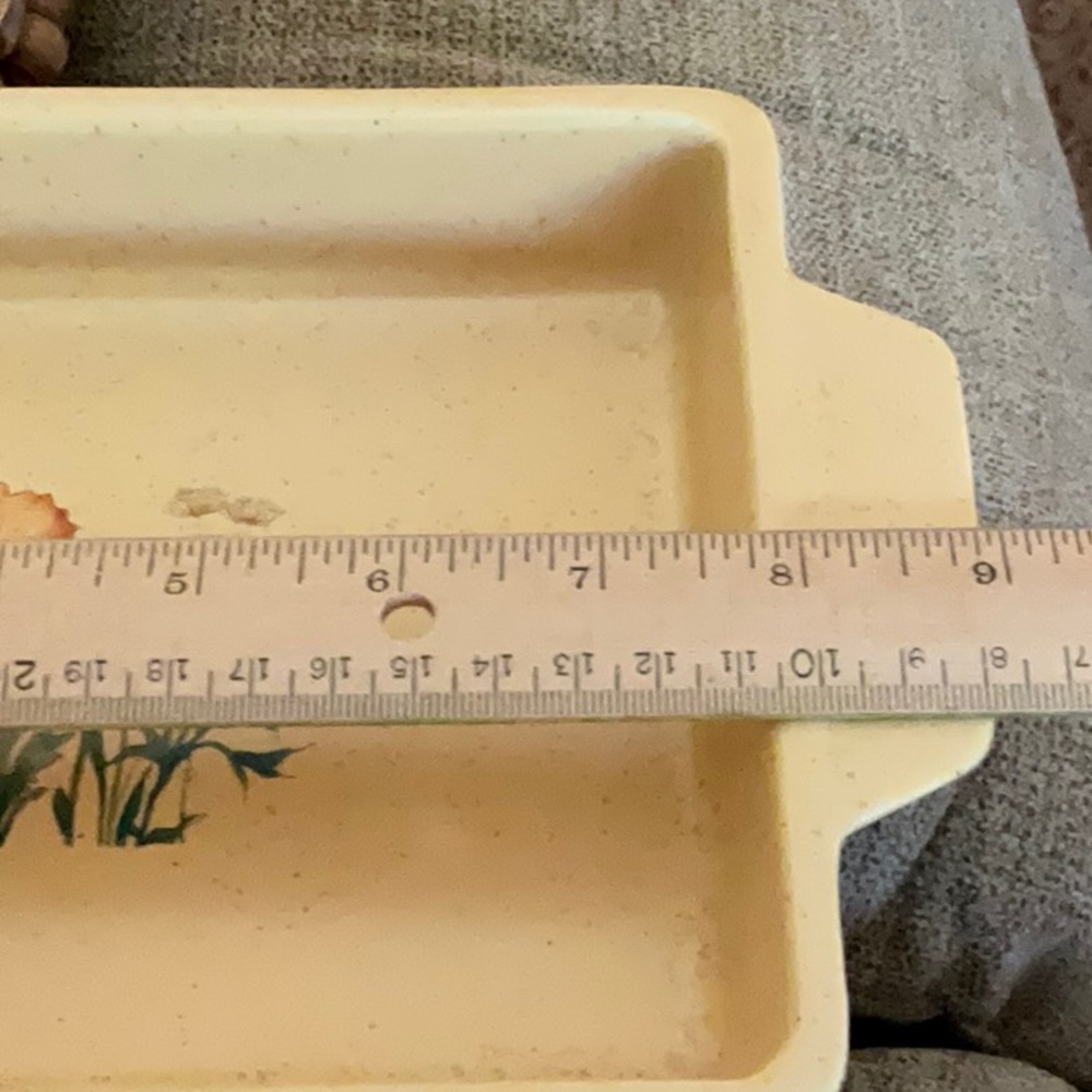 🌸3 for $18🌸 Vintage Treasure Craft bakeware speckled Orange with flowers - Picture 6 of 6